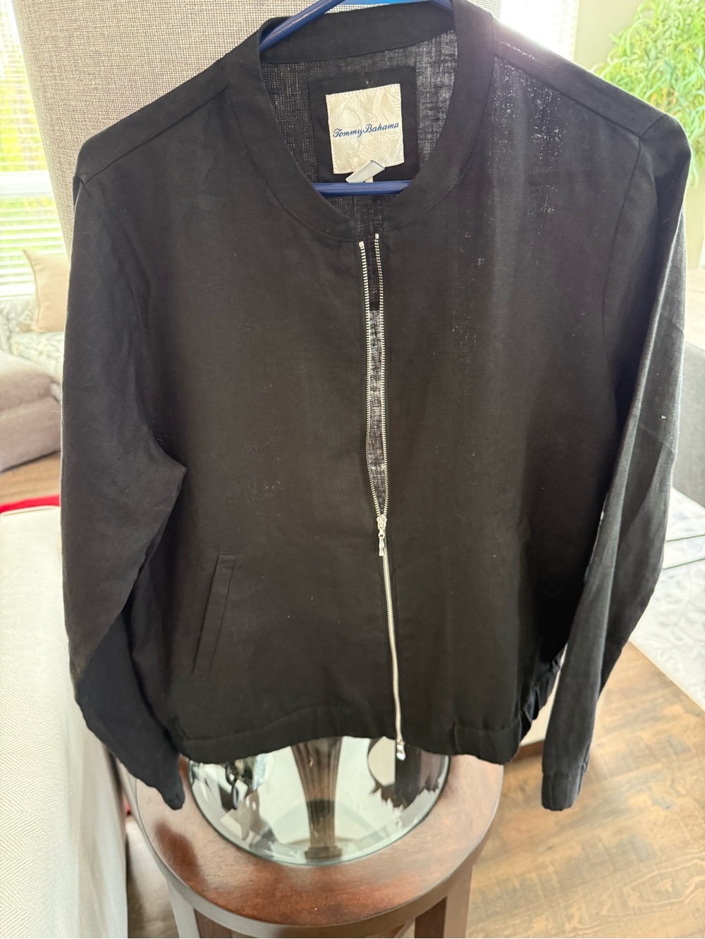 Tommy Bahama Black Bomber Zip Jacket - like new condition